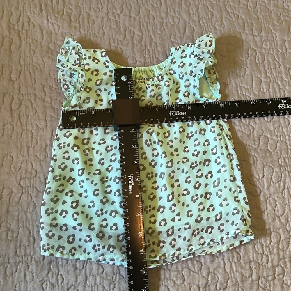 Healthtex Blue and Gray Blouse with Ruffle Sleeves and animal print detail - Picture 6 of 6